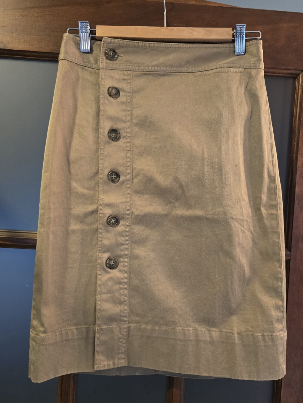 J.Crew Side-Button Stretch Chino Pencil Skirt – Dusty Khaki – Size 2 – NWT